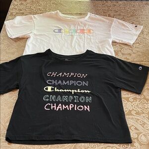 Girls black & white champion crop top t-shirts.  Size large and XL.